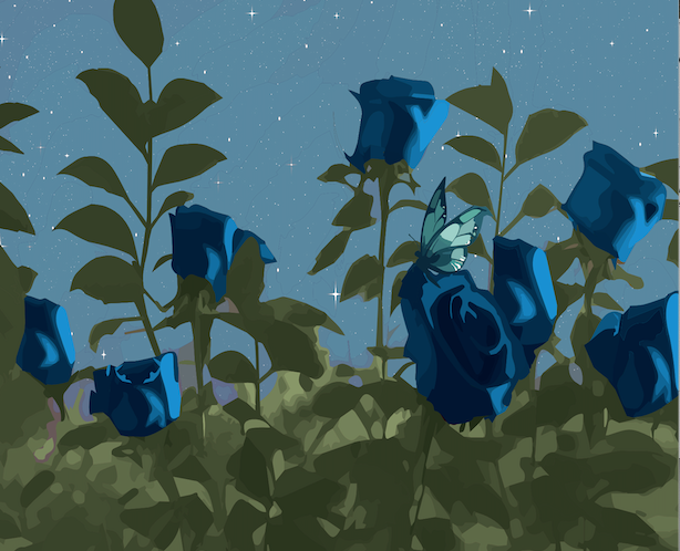 Blue roses means "impossible" in the language of flowers.